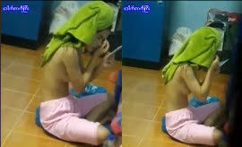 ရေချိုးပြီးအလှပြင်နေတာလေး (၁)