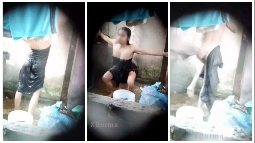 ရေချိုးချောင်းရိုက် (၄၂) – Woman exercising while taking a shower